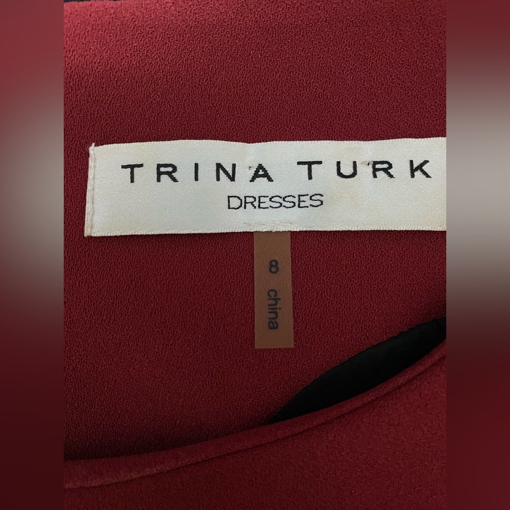 Trina Turk Burgandy & Black Colorblock Dress in Size 8. - Picture 5 of 11